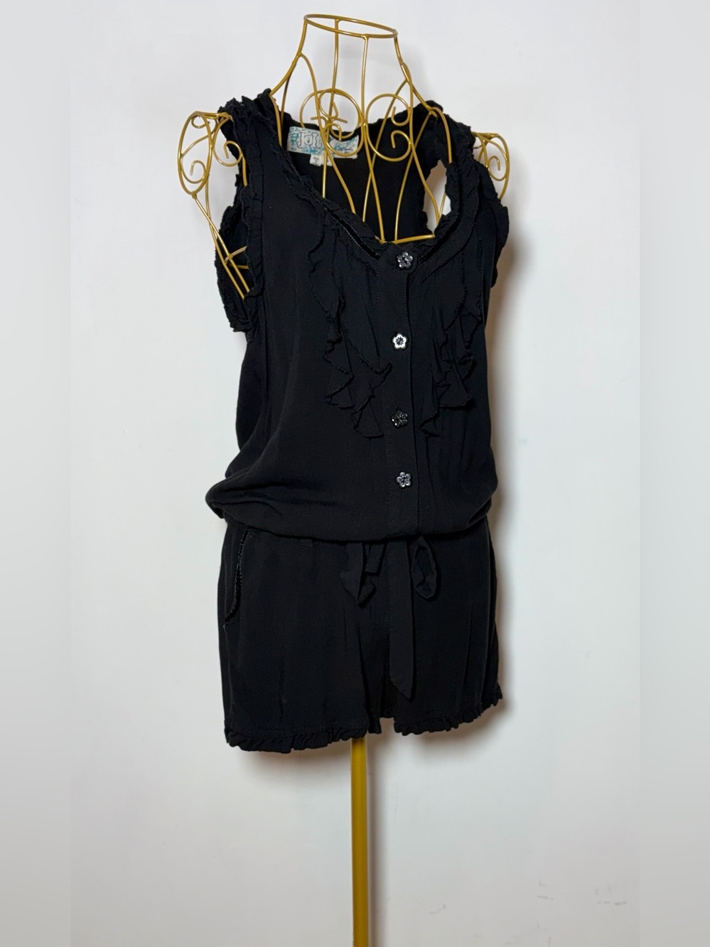 Jolt Black Ruffle Button-Front Drawstring
Romper Y2K, Small - Picture 4 of 12